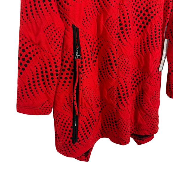 NEW NWT Ali Miles Sz Small Vibrant Red Wearable Art Christmas Blouse Shirt Top - Picture 7 of 8